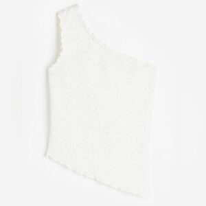 Cute Asymmetrical H&M white ruffled top😍🤍